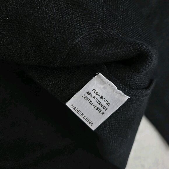 Button-Up Cardigan Women's Medium Front Pockets Black with White Contrast Trim - Picture 5 of 8